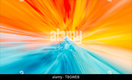 Volare attraverso il Wormhole Tunnel o astratto vortice di energia. Singularity, onde gravitazionali e lo spacetime Concept Foto Stock