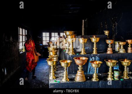 India, stato di Jammu e Kashmir, Himalaya, Ladakh, Indus Valle, sala delle lampade ad olio del gompa (monastero di Hemis Foto Stock