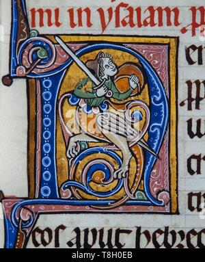 Miniatura de la "Biblia Sacra', tinta sobre pergamino, 1268. Museo Episcopale Archivo de Vic. Foto Stock