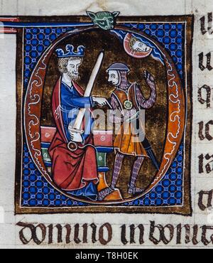 Miniatura de la "Biblia Sacra', tinta sobre pergamino, 1268. Museo Episcopale Archivo de Vic. Foto Stock