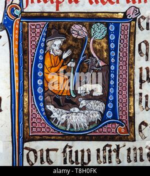 Miniatura de la "Biblia Sacra', tinta sobre pergamino, 1268. Museo Episcopale Archivo de Vic. Foto Stock