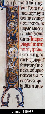 Miniatura de la "Biblia Sacra', tinta sobre pergamino, 1268. Museo Episcopale Archivo de Vic. Foto Stock