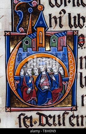Miniatura de la "Biblia Sacra', tinta sobre pergamino, 1268. Museo Episcopale Archivo de Vic. Foto Stock
