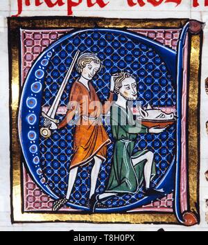 Miniatura de la "Biblia Sacra', tinta sobre pergamino, 1268. Museo Episcopale Archivo de Vic. Foto Stock