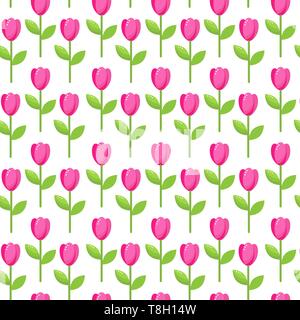 Seamless modello di vettore di rosa stilizzata tulip fiori Illustrazione Vettoriale
