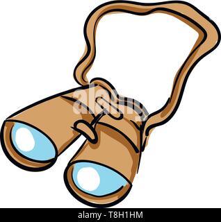 Binocolo disegnati a mano design, illustrazione, vettore su sfondo bianco. Illustrazione Vettoriale