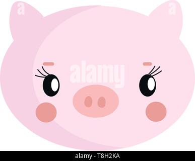 Maiale carino disegnato a mano design, illustrazione, vettore su sfondo bianco. Illustrazione Vettoriale