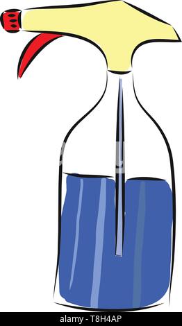Detergente per vetri disegnati a mano design, illustrazione, vettore su sfondo bianco. Illustrazione Vettoriale