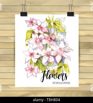 Funky disegnati a mano mix di fiori e foglie - illustrazione vettoriale Illustrazione Vettoriale