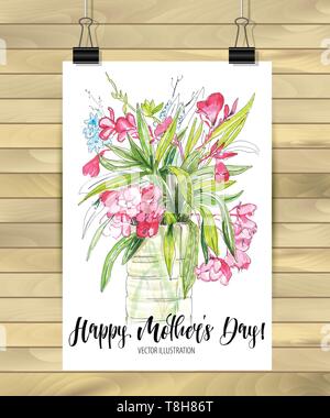 Funky disegnati a mano mix di fiori e foglie - illustrazione vettoriale Illustrazione Vettoriale