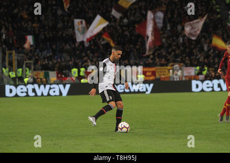 Roma, Italia. Il 12 maggio 2019. Allo Stadio Olimpico di Roma come battere la Juventus 2-0 con l'obiettivo di Alessandro Florenzi e Edin Dzeko Credito: Paolo Pizzi/Pacific Press/Alamy Live News Foto Stock