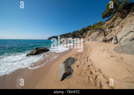 Il Creek llorell dal modo di round, Tossa de Mar, Spagna Foto Stock