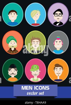 Gli uomini icone set di vettore Illustrazione Vettoriale