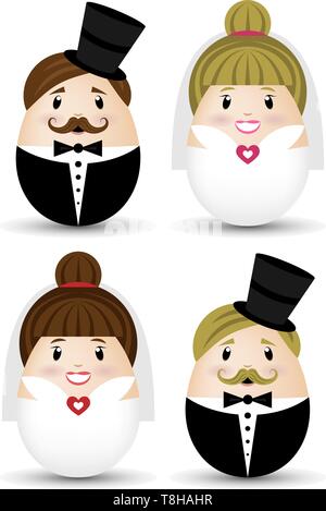 Sposa e lo sposo wedding symbol set del vettore Illustrazione Vettoriale