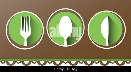 Posate il set di icone di banner Illustrazione Vettoriale