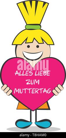 Festa della mamma vettore con un capretto e un cuore Illustrazione Vettoriale