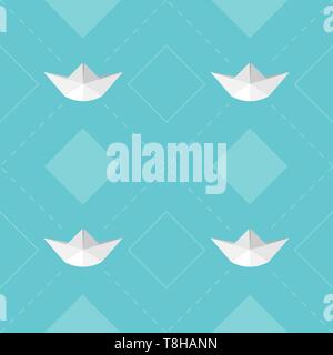 Vettore di seamless pattern barca di carta Illustrazione Vettoriale