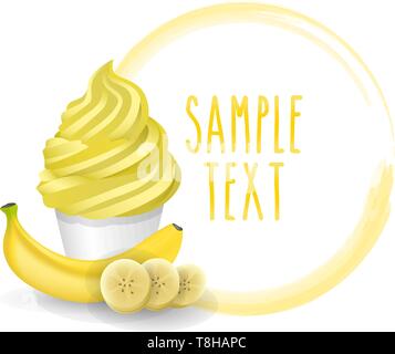 Il soft ice cream mug varietà di banane icona vettore con sfondo bianco Illustrazione Vettoriale