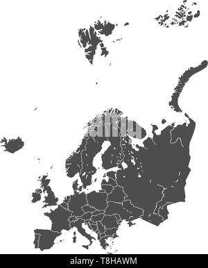 Europa dettagliata mappa grigio del vettore Illustrazione Vettoriale