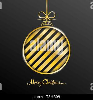 Golden natale Pallina greeting card vettore Illustrazione Vettoriale