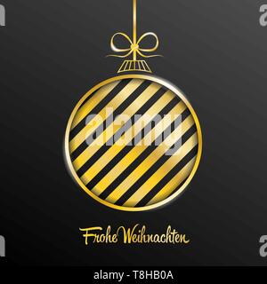 Golden natale Pallina greeting card vettore Illustrazione Vettoriale