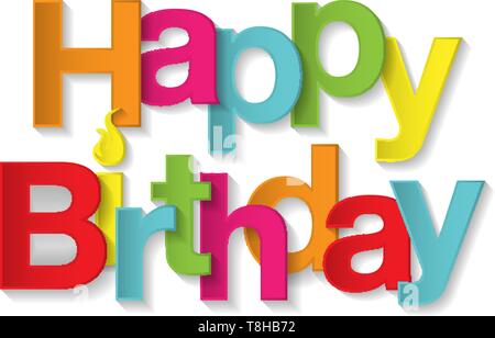 Buon compleanno testo colorato con candela Illustrazione Vettoriale