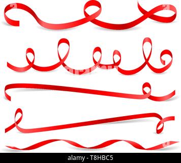 Nastro rosso set di vettore Illustrazione Vettoriale