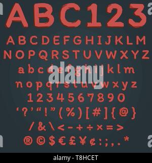 Rosso rubino crystal font per astratta testo poligonale con bassa poli geometrica caratteri decorativi Illustrazione Vettoriale