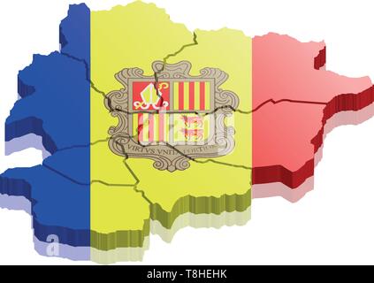 Andorra mappa 3D Illustrazione Vettoriale
