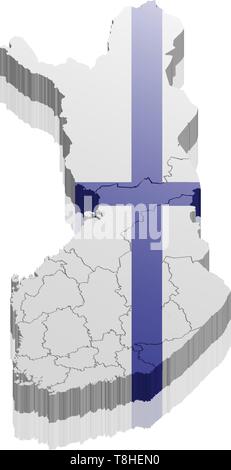 Finlandia mappa 3D Illustrazione Vettoriale