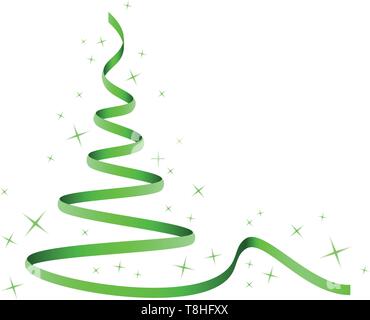 Nastro Verde albero di natale isolato Illustrazione Vettoriale