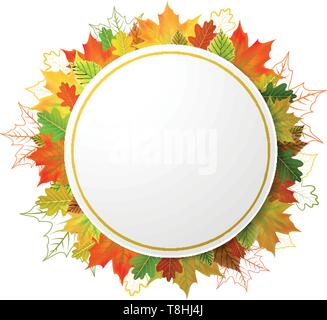 Autunno cadono le foglie rotonde vettore cerchio Illustrazione Vettoriale