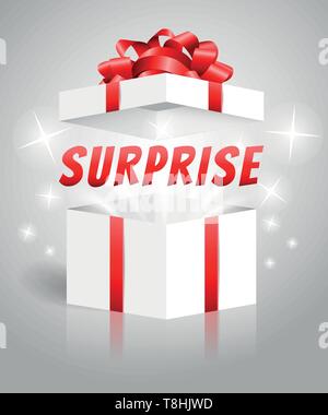 Regalo a sorpresa box bianco rosso Illustrazione Vettoriale