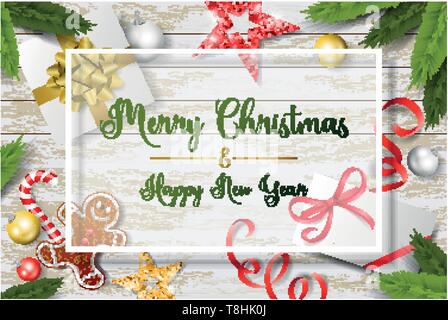 Auguri di Buon Natale e Anno Nuovo vettore scheda Sfondo design Illustrazione Vettoriale