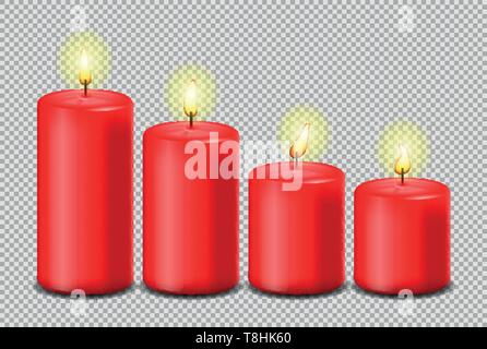 Candele rosse impostare il vettore isolato Illustrazione Vettoriale