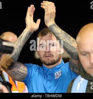 Nailsworth, UK. 13 Maggio, 2019. James Norwood di Tranmere Rovers elogia gli appassionati dopo il cielo EFL scommettere League 2 Play Off semifinale partita tra Forest Green Rovers e Tranmere Rovers al nuovo prato, Nailsworth, in Inghilterra il 13 maggio 2019. Foto di Dave Peters. Solo uso editoriale, è richiesta una licenza per uso commerciale. Nessun uso in scommesse, giochi o un singolo giocatore/club/league pubblicazioni. Credit: UK Sports Pics Ltd/Alamy Live News Foto Stock