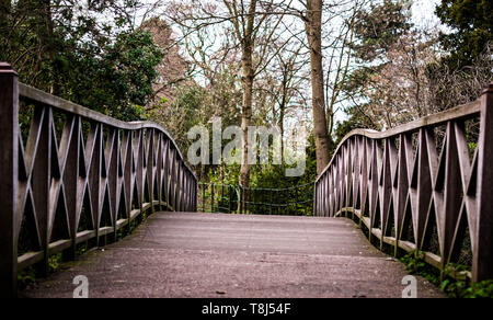 Piccolo ponte, ponte Birkenhead Park, ponte di legno Foto Stock