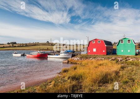 Canada, Prince Edward Island, fiume francese, piccolo porto di pesca Foto Stock