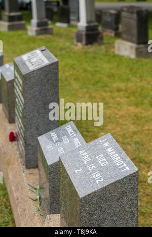 Canada, Nova Scotia, Halifax, Fairview Prato cimitero, gravesites di vittime del sistema HMS Titanic che affonda nel 1912 Foto Stock