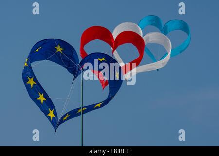 Francia, Pas de Calais, Opale Coast, Berck sur Mer, Berck sur Mer International Kite riunioni, durante 9 giorni la città accoglie 500 kites da tutto il mondo per uno dei più importanti eventi di kite in tutto il mondo Foto Stock