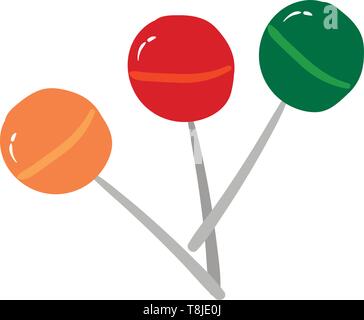 Tre connettori lollipop con multicolor con stick, il vettore, il colore di disegno o illustrazione. Illustrazione Vettoriale