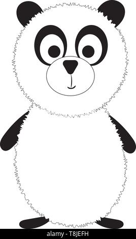 Bianco e nero panda con grandi occhi rotondi, il vettore, il colore di disegno o illustrazione. Illustrazione Vettoriale
