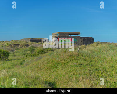 Bunker del tedesco Atlanitkwall Atlanticwall della guerra mondiale 2, rimanendo sempre la storia per essere visto nel Museo bunker di IJmuiden Olanda Foto Stock