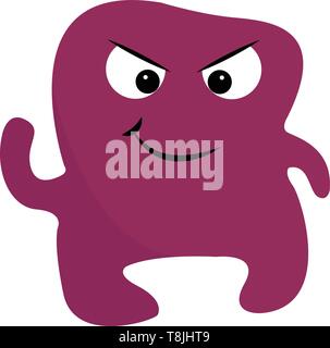 Un arrabbiato Purple Monster con le braccia e le gambe e i suoi occhi mostra che si è arrabbiato, il vettore, il colore di disegno o illustrazione. Illustrazione Vettoriale