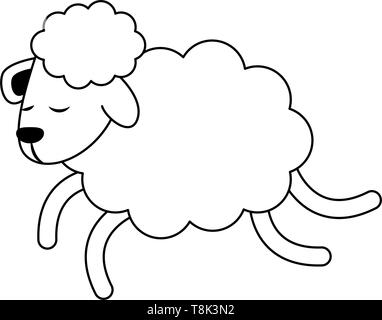 Sheeping jumping cartoon isolato Illustrazione Vettoriale