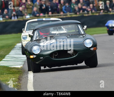 Sam Hancock, Gregor Fisken, Jaguar E-Type semi-leggero, Graham Hill Trophy, chiuso il cockpit vetture GT, prototipi, spirito del RAC gare TT 196 Foto Stock