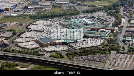 Vista aerea di Meadowhall Shopping Centre, Sheffield, Regno Unito Foto Stock