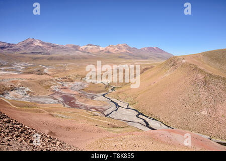 Vista del Rio Blanco nei pressi di El Tatio Geyser, San Pedro de Atacama, Cile Foto Stock