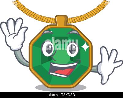 Sventolando peridoto gioielli in una scatola di cartone animato Illustrazione Vettoriale