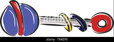 La pittura di un colorato sonaglio per bambini per il divertimento di un neonato e li aiuti a migliorare la coordinazione tra mani e occhi stimolando i loro sensi, ve Illustrazione Vettoriale
